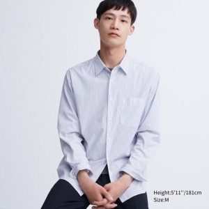 Men Uniqlo Extra Fine Cotton Broadcloth Long-sleeve Shirts White | 7175868