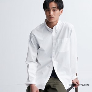 Men Uniqlo Extra Fine Cotton Broadcloth Long-sleeve Shirts White | 1676016