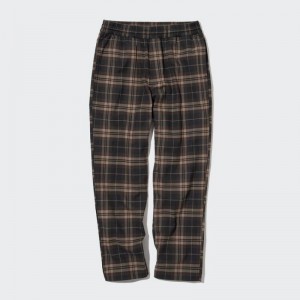 Men Uniqlo Flannel Ankle Length Pants Brown | 3205603