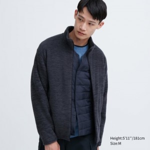Men Uniqlo Fleece Full-zip Long Sleeve Jackets Blue | 1757658