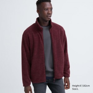 Men Uniqlo Fleece Full-zip Long Sleeve Jackets Red | 354408