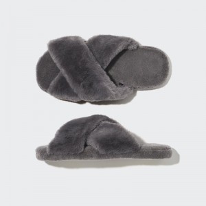 Men Uniqlo Fleece Room Furry Fleece Slippers Grey | 5923944