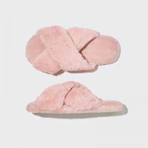 Men Uniqlo Fleece Room Furry Fleece Slippers Pink | 5901939