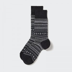 Men Uniqlo HEATTECH Fair Isle Socks Black | 4230420
