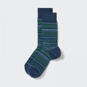 Men Uniqlo HEATTECH Fair Isle Socks Blue | 7433499