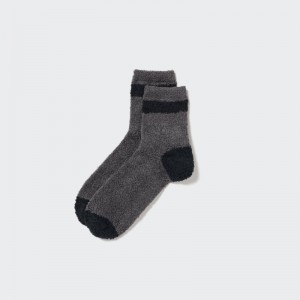 Men Uniqlo HEATTECH Fluffy-Lined Half Socks Grey | 4302678