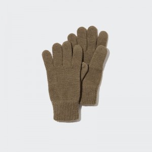 Men Uniqlo HEATTECH Gloves Brown | 5468060