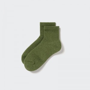 Men Uniqlo HEATTECH Pile Half Socks Green | 2982238