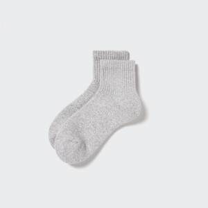 Men Uniqlo HEATTECH Pile Half Socks Grey | 8698003