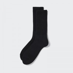 Men Uniqlo HEATTECH Pile Socks Black | 8341867