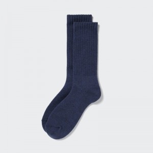 Men Uniqlo HEATTECH Pile Socks Blue | 1941453