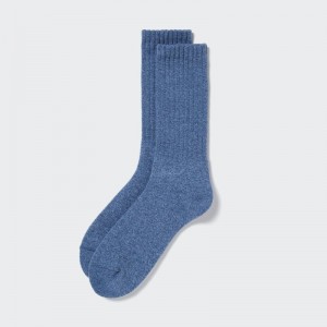 Men Uniqlo HEATTECH Pile Socks Blue | 4989572