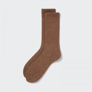Men Uniqlo HEATTECH Pile Socks Brown | 3422688