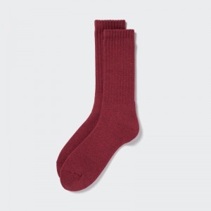 Men Uniqlo HEATTECH Pile Socks Burgundy | 5318679