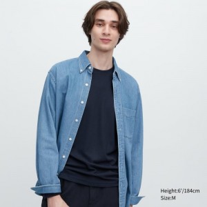 Men Uniqlo HEATTECH Ultra Warm Crew Neck Long-Sleeve T Shirts Navy | 2404801