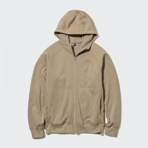 Men Uniqlo Heattech Pile Lined Sweat Full-zip Hoodie Khaki | 2885710