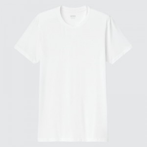 Men Uniqlo Heattech Short-sleeve T Shirts White | 5091028