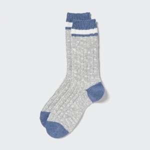 Men Uniqlo Heattech Slub Ribbed Socks Grey | 9335236