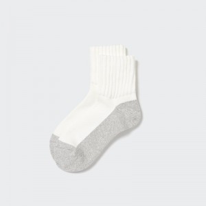 Men Uniqlo Heattech Soft Pile Half Socks White | 8582454