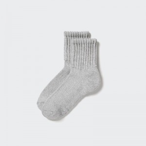 Men Uniqlo Heattech Soft Pile Heather Socks Grey | 5075177