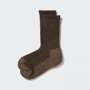 Men Uniqlo Heattech Soft Pile Heather Socks Brown | 18404