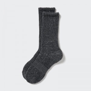 Men Uniqlo Heattech Soft Pile Ribbed Socks Grey | 6703263