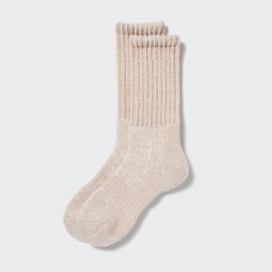 Men Uniqlo Heattech Soft Pile Ribbed Socks Beige | 1467193