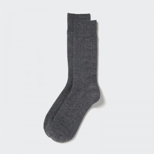 Men Uniqlo Heattech Wide Ribbed Socks Grey | 3073391