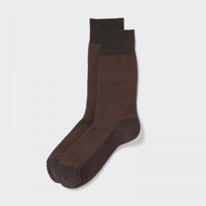Men Uniqlo Herringbone Socks Brown | 3736636