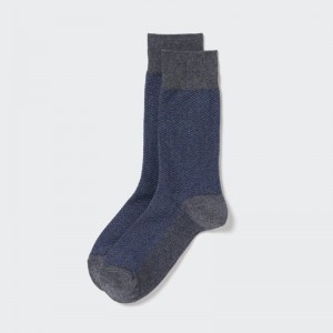 Men Uniqlo Herringbone Socks Grey | 6872617