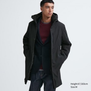 Men Uniqlo Hybrid Down Coats Black | 2277986