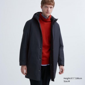 Men Uniqlo Hybrid Down Coats Navy | 9145948