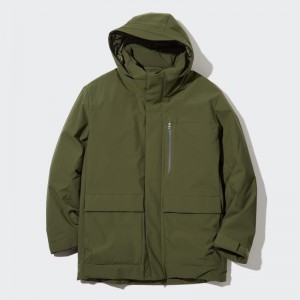 Men Uniqlo Hybrid Down Parka Olive | 7825137