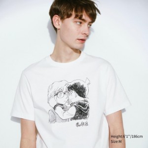 Men Uniqlo Introduction Of Detective Conan Case Closed Ut Short-sleeve Graphic T Shirts White | 898852