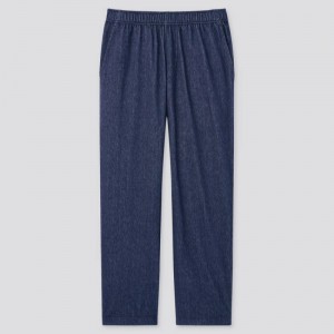 Men Uniqlo Jersey Relaxed Fit Ankle Length Pants Navy | 9173782