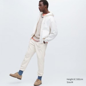Men Uniqlo Joggers Pants White | 6906968