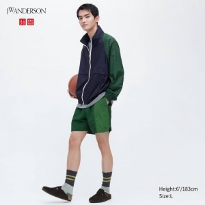 Men Uniqlo Jw Anderson Colour Block Active Utility Shorts Green | 597534