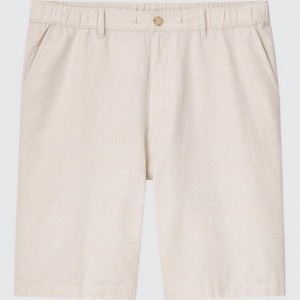 Men Uniqlo Linen Blend Shorts Beige | 1973843