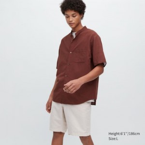 Men Uniqlo Linen Blend Shorts Beige | 2263538