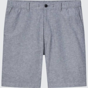 Men Uniqlo Linen Blend Shorts Grey | 4974757