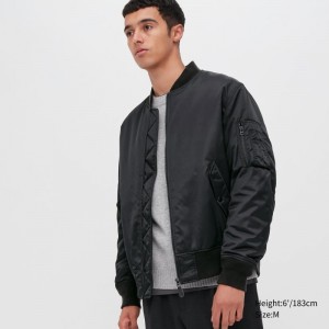Men Uniqlo Ma-1 Jackets Black | 7129473