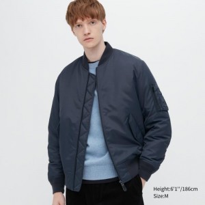 Men Uniqlo Ma-1 Jackets Navy | 238298