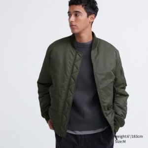 Men Uniqlo Ma-1 Jackets Olive | 1827969
