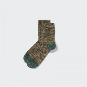 Men Uniqlo Melange Half Socks Olive | 2083115
