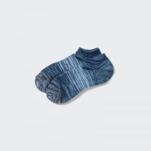 Men Uniqlo Melange Short Socks Blue | 1401847