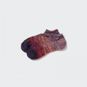Men Uniqlo Melange Short Socks Burgundy | 7631432
