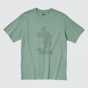 Men Uniqlo Mickey Stands Ut Short Sleeve Graphic T Shirts Green | 8757576