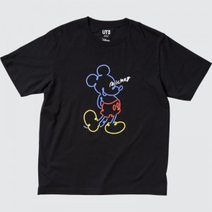 Men Uniqlo Mickey Stands Ut Short-sleeve Graphic T Shirts Black | 773337