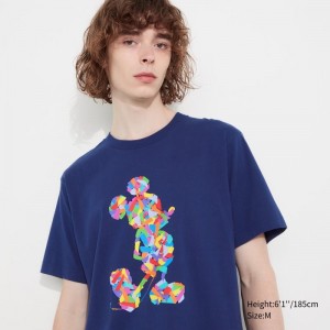 Men Uniqlo Mickey Stands Ut Short-sleeve Graphic T Shirts Blue | 3520180