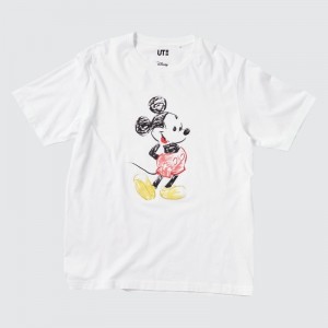 Men Uniqlo Mickey Stands Ut Short-sleeve Graphic T Shirts White | 512012